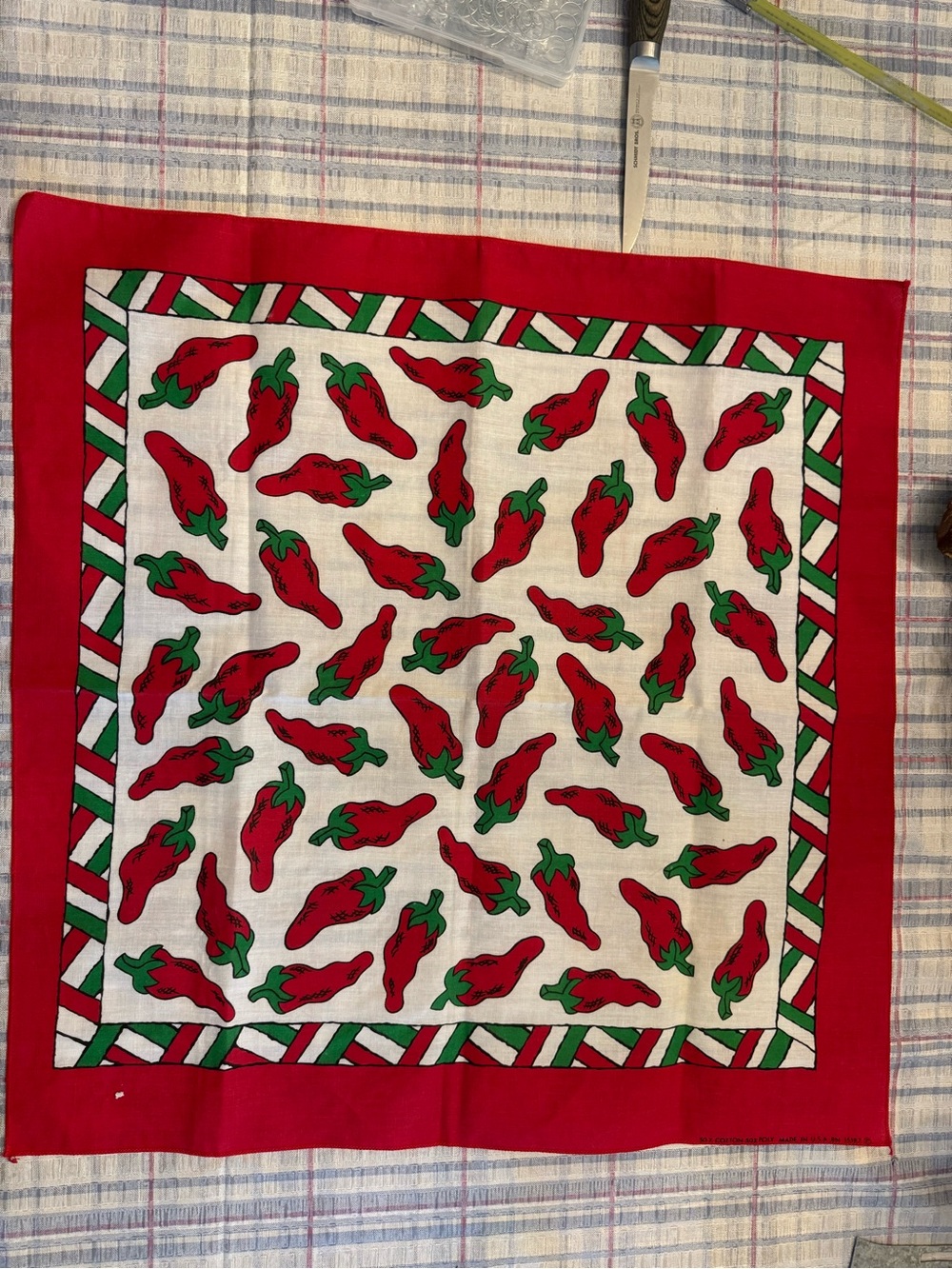 Festive Vintage Have-a-Hank Red Chili Pepper Holiday Bandana
